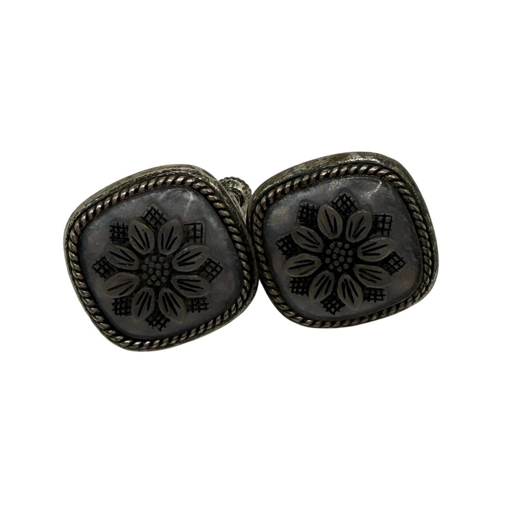 Vintage Victorian Revival Floral Intaglio Screw Back Earrings from Napier‎